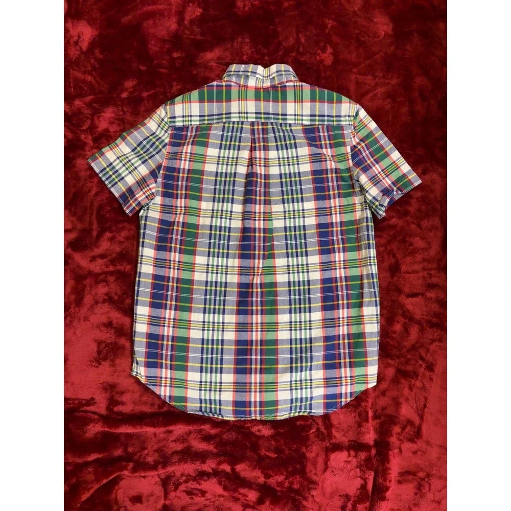 Ralph Lauren Boys Plaid Button Down Shirt Short Sleeve Multi Color Size L 14-16